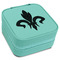 Fleur De Lis Travel Jewelry Boxes - Leatherette - Teal - Angled View