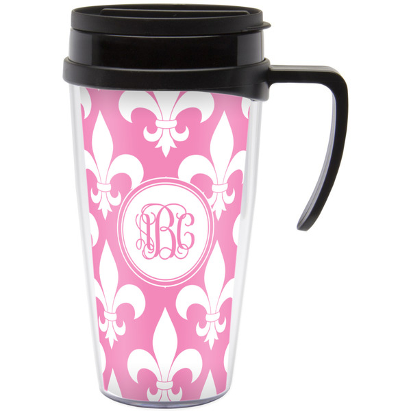 Custom Fleur De Lis Acrylic Travel Mug with Handle (Personalized)