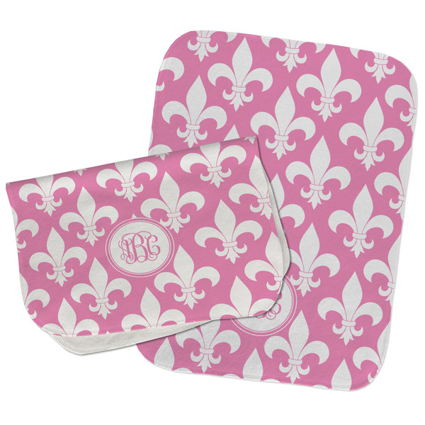 Custom Fleur De Lis Burp Cloths - Fleece - Set of 2 w/ Monogram