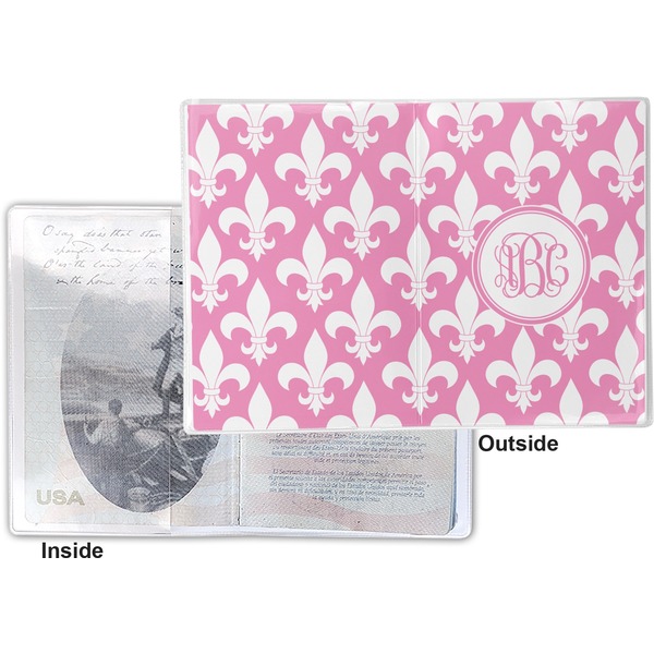 Fleur De Lis Vinyl Passport Holder - Flat Front and Back