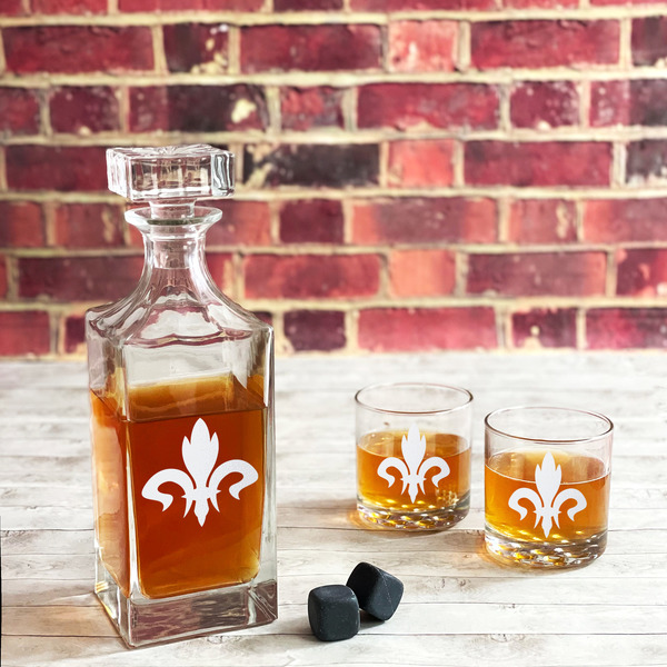 Fleur De Lis Whiskey Decanters - 30oz Square - LIFESTYLE
