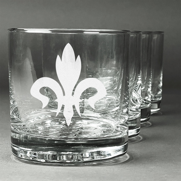Custom Fleur De Lis Whiskey Glasses (Set of 4)