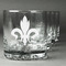 Fleur De Lis Whiskey Glasses Set of 4 - Engraved Front