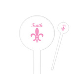 Fleur De Lis 4" Round Plastic Food Picks - White - Single Sided (Personalized)