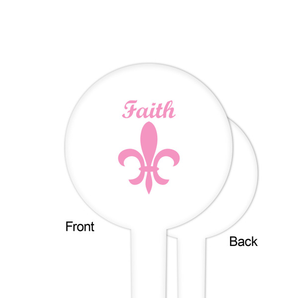 Fleur De Lis White Plastic 4" Food Pick - Round - Single Sided - Front & Back