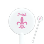 Fleur De Lis 5.5" Round Plastic Stir Sticks - White - Single Sided (Personalized)