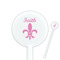 Fleur De Lis 5.5" Round Plastic Stir Sticks - White - Single Sided (Personalized)