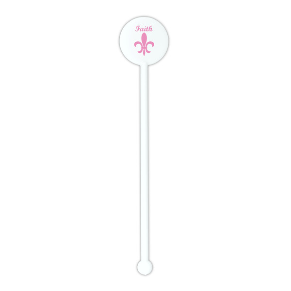 Fleur De Lis White Plastic 5.5" Stir Stick - Round - Single Stick