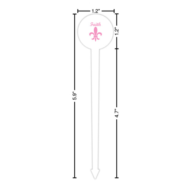 Fleur De Lis White Plastic 6" Food Pick - Round - Dimensions