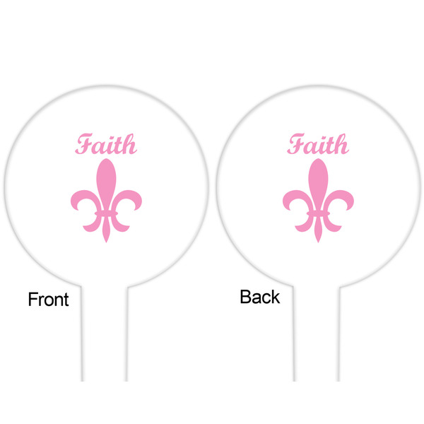 Fleur De Lis White Plastic 6" Food Pick - Round - Double Sided - Front & Back