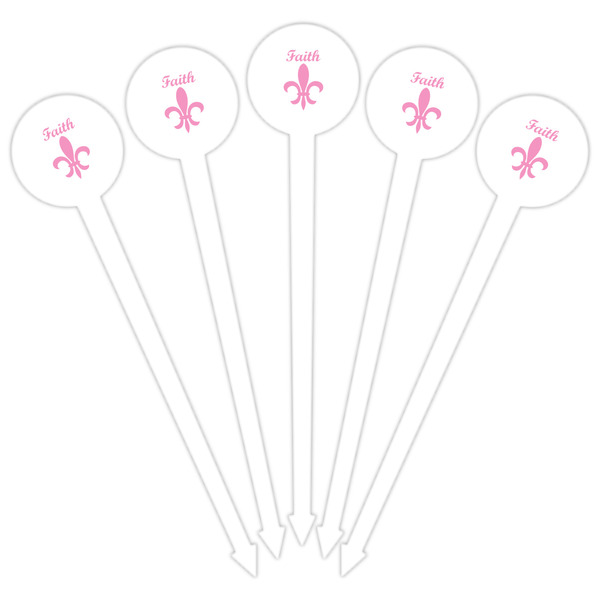 Fleur De Lis White Plastic 6" Food Pick - Round - Fan View