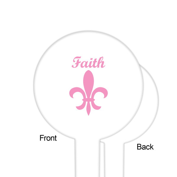 Fleur De Lis White Plastic 6" Food Pick - Round - Single Sided - Front & Back