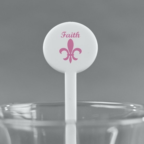 Fleur De Lis White Plastic 7" Stir Stick - Round - Main