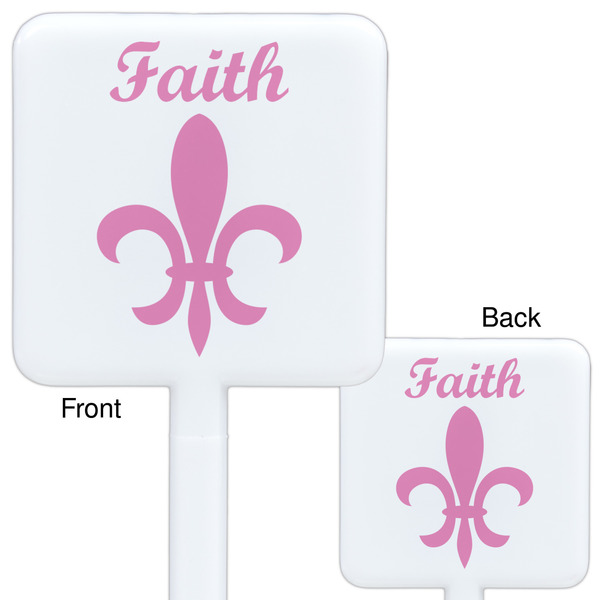 Fleur De Lis White Plastic Stir Stick - Double Sided - Approval