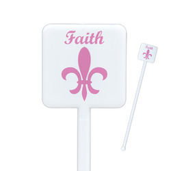 Fleur De Lis Square Plastic Stir Sticks - Single Sided (Personalized)