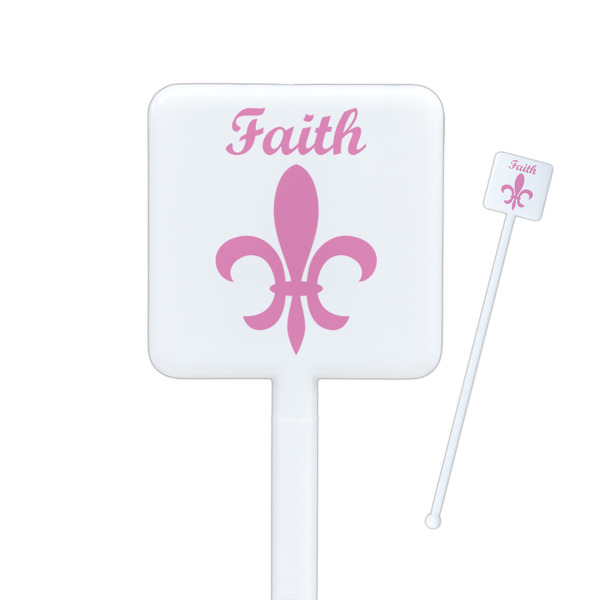 Custom Fleur De Lis Square Plastic Stir Sticks - Single Sided (Personalized)