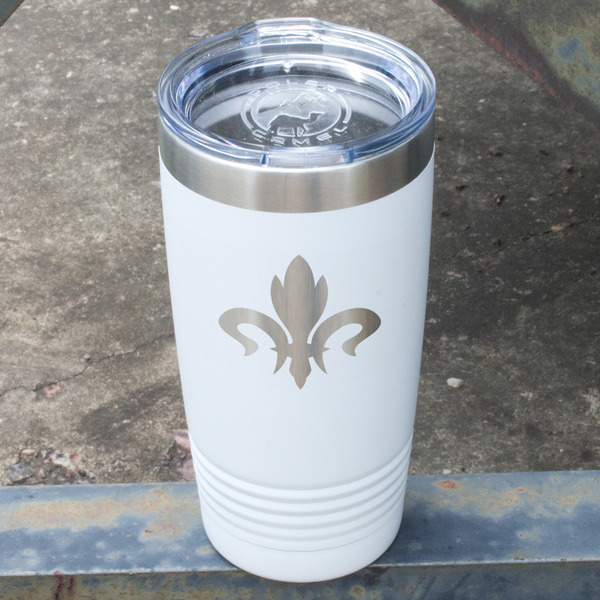 Fleur De Lis White Polar Camel Tumbler - 20oz - Angled