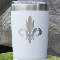 Fleur De Lis 20 oz Stainless Steel Tumbler - White - Single Sided