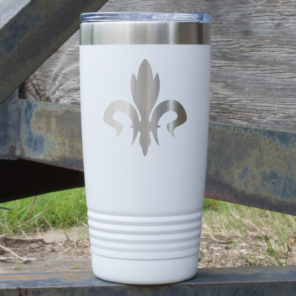 Custom Fleur De Lis 20 oz Stainless Steel Tumbler - White - Single Sided