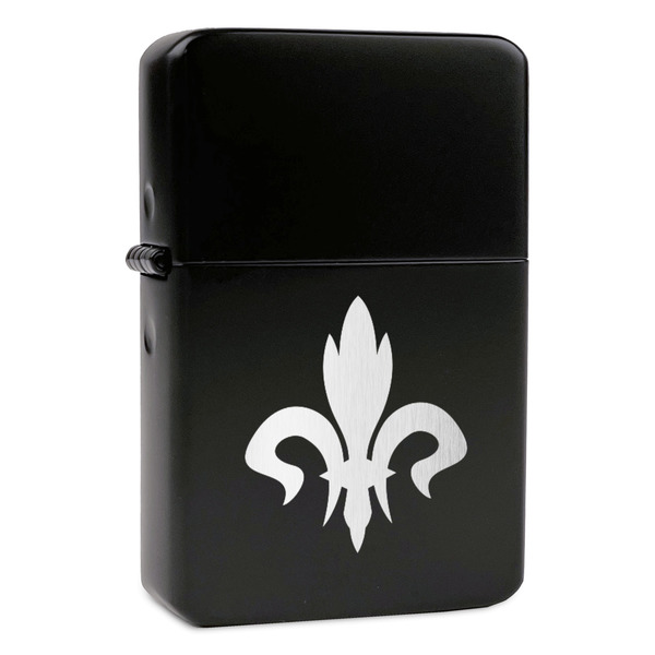 Custom Fleur De Lis Windproof Lighter - Black - Double Sided