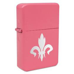 Fleur De Lis Windproof Lighter - Pink - Single Sided & Lid Engraved