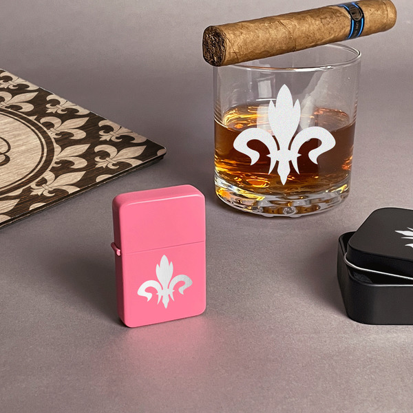 Fleur De Lis Windproof Lighters - Pink - In Context