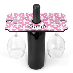 Fleur De Lis Wine Bottle & Glass Holder (Personalized)