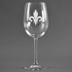 Fleur De Lis Wine Glass - Engraved (Personalized)