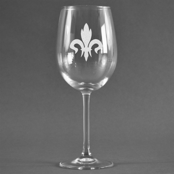 Custom Fleur De Lis Wine Glass - Engraved