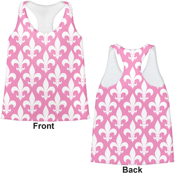 Fleur De Lis Womens Racerback Tank Tops - Medium - Front and Back