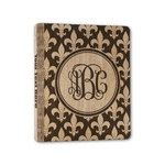 Fleur De Lis Wood 3-Ring Binder - 1" Half-Letter Size (Personalized)
