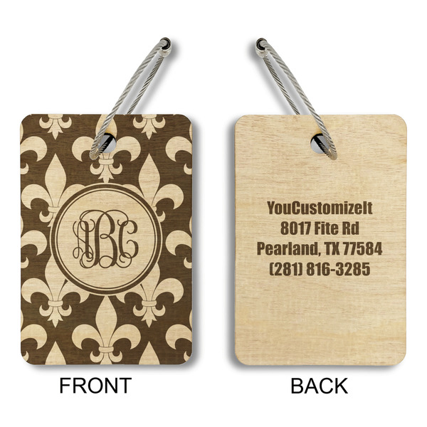 Fleur De Lis Wood Luggage Tags - Rectangle - Approval