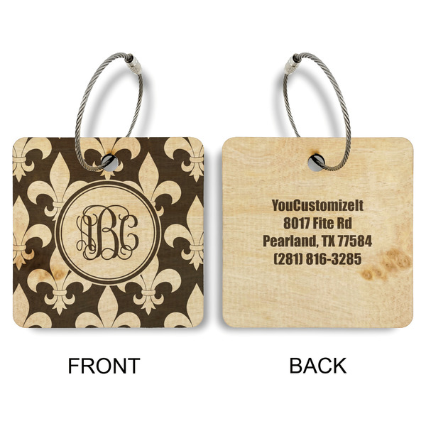 Fleur De Lis Wood Luggage Tags - Square - Approval