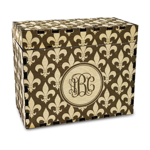 Custom Fleur De Lis Wood Recipe Box - Laser Engraved (Personalized)