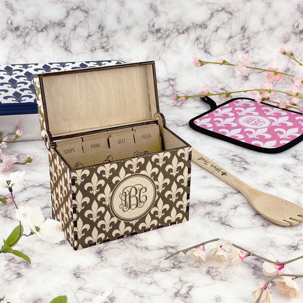 Fleur De Lis Wood Recipe Boxes - Lifestyle