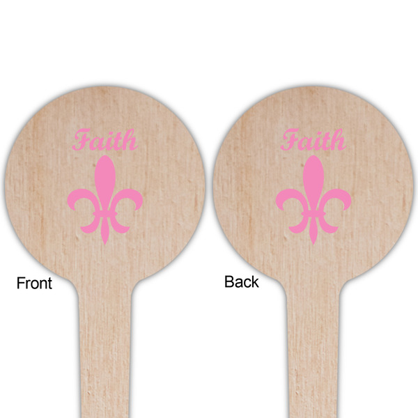 Fleur De Lis Wooden 4" Food Pick - Round - Double Sided - Front & Back