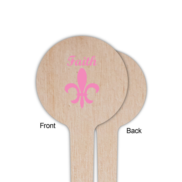 Fleur De Lis Wooden 4" Food Pick - Round - Single Sided - Front & Back
