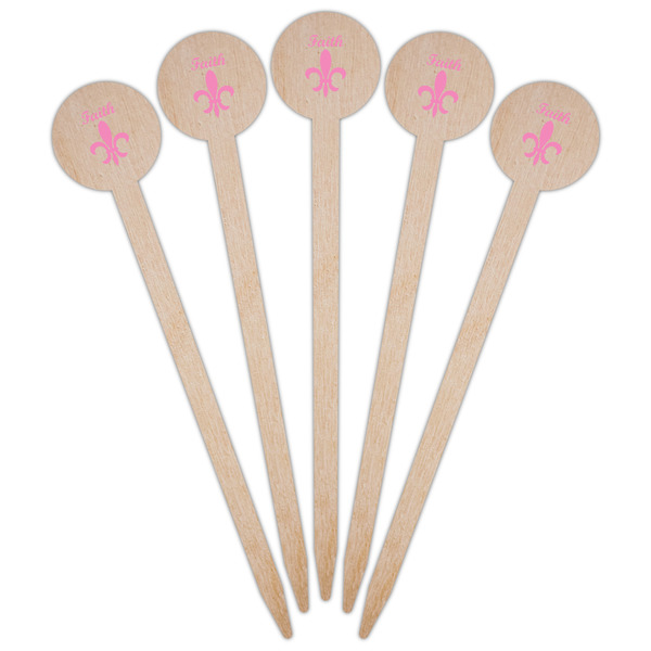 Fleur De Lis Wooden 6" Food Pick - Round - Fan View