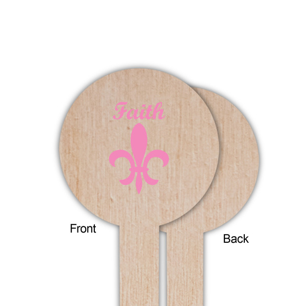 Fleur De Lis Wooden 6" Food Pick - Round - Single Sided - Front & Back