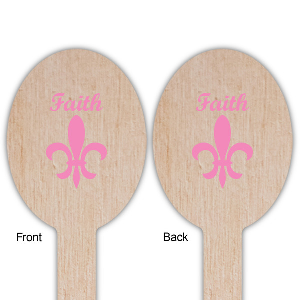 Fleur De Lis Wooden Food Pick - Oval - Double Sided - Front & Back
