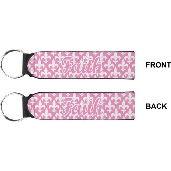 Pink Fleur De Lis Wristlet (Front + Back)