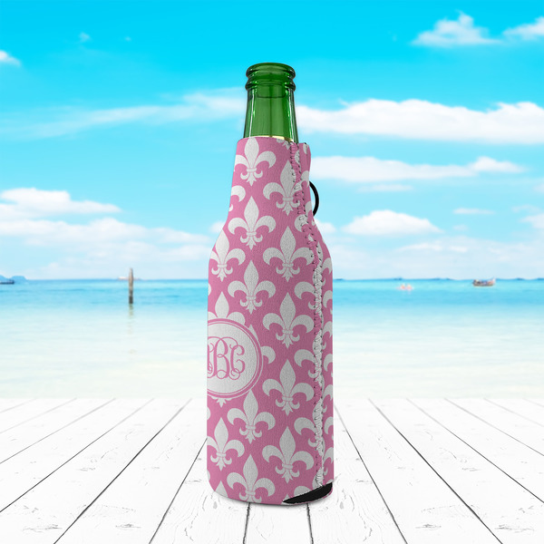 Fleur De Lis Zipper Bottle Cooler - LIFESTYLE