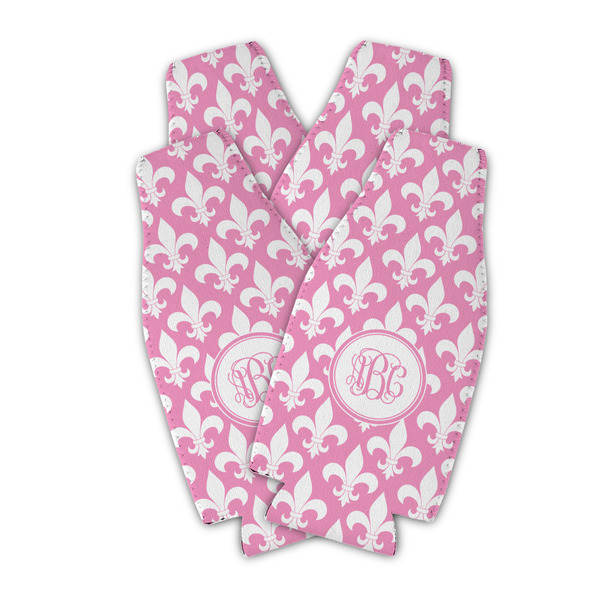 Custom Fleur De Lis Zipper Bottle Cooler - Set of 4 (Personalized)