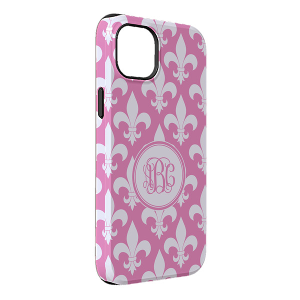 Custom Fleur De Lis iPhone Case - Rubber Lined - iPhone 14 Plus (Personalized)