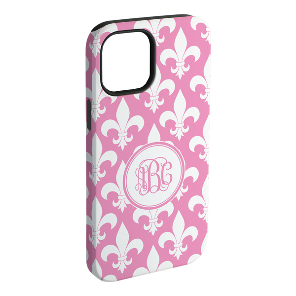 Custom Fleur De Lis iPhone Case - Rubber Lined - iPhone 15 Plus (Personalized)