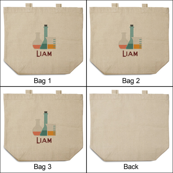 Rocket Science 3 Reusable Cotton Grocery Bags - Front & Back View