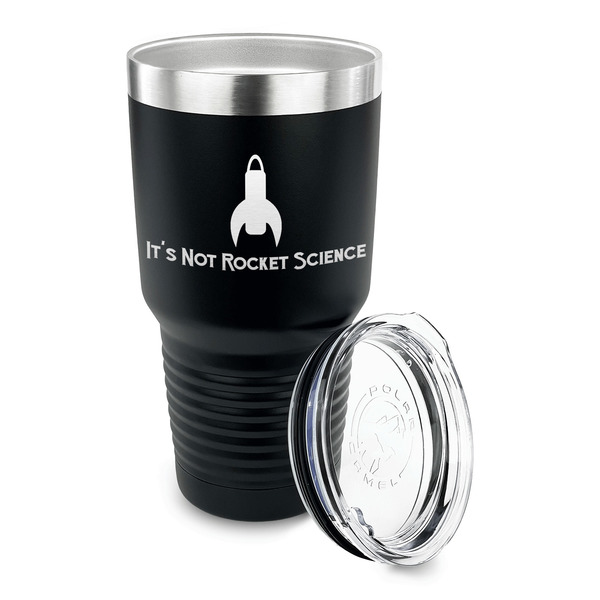Rocket Science 30 oz Stainless Steel Ringneck Tumblers - Black - LID OFF