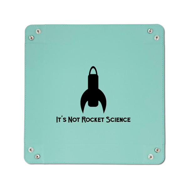 Rocket Science 6" x 6" Teal Leatherette Snap Up Tray - APPROVAL