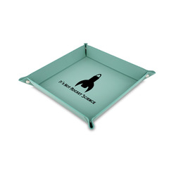 Rocket Science 6" x 6" Teal Faux Leather Valet Tray (Personalized)