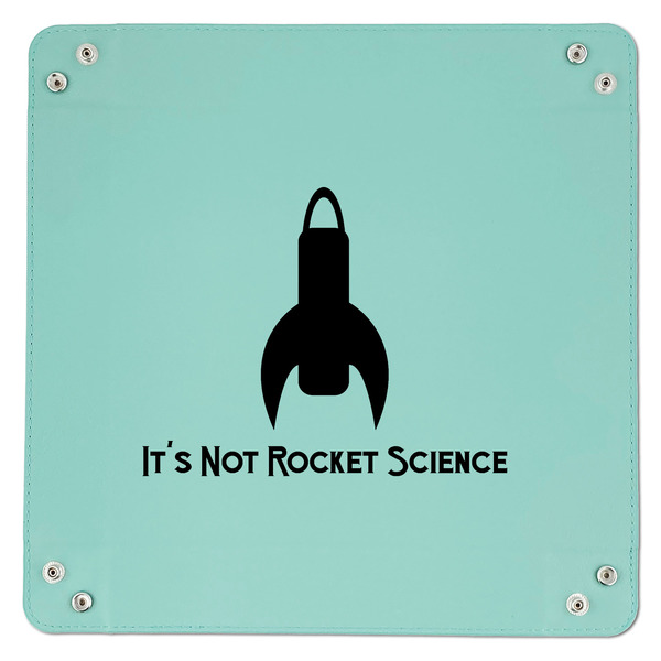 Rocket Science 9" x 9" Teal Leatherette Snap Up Tray - APPROVAL